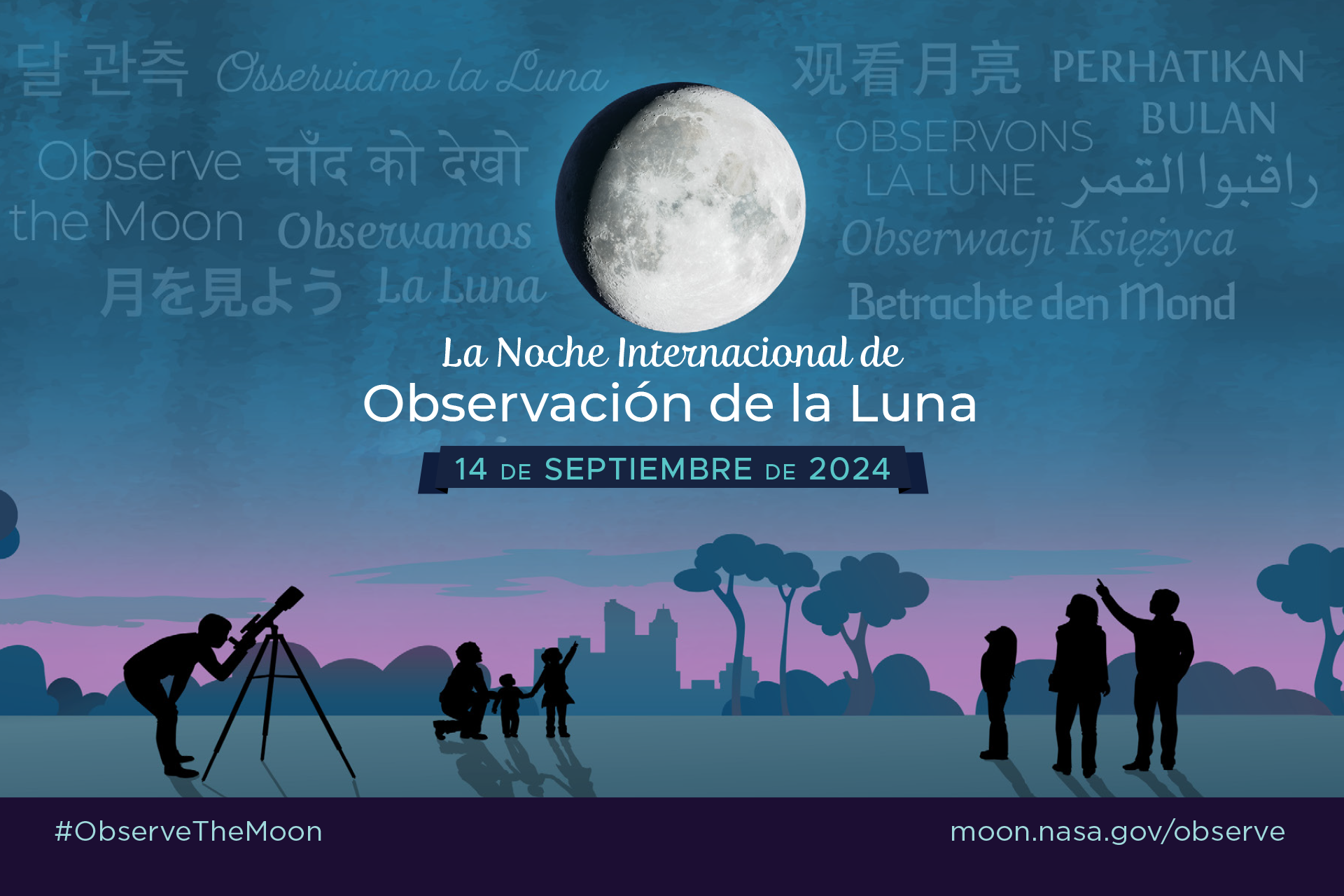 Cartel Noche Internacional Observación Luna